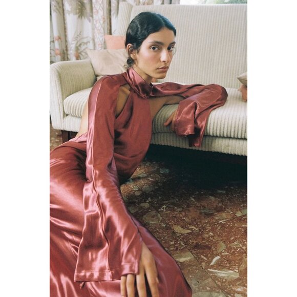 New Sabina Musayev Jenna Maxi Dress Open Back Long Sleeve Backless Formal Fancy - Picture 4 of 13